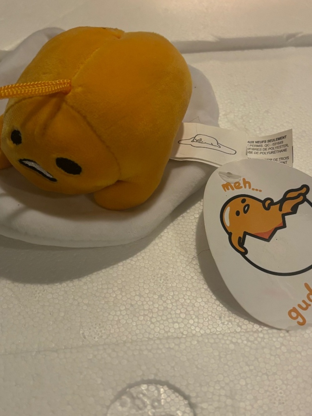 Cute Sanrio Gudetama The lazy egg Plush Fiesta Hanging keychain Toy 10in kawaii